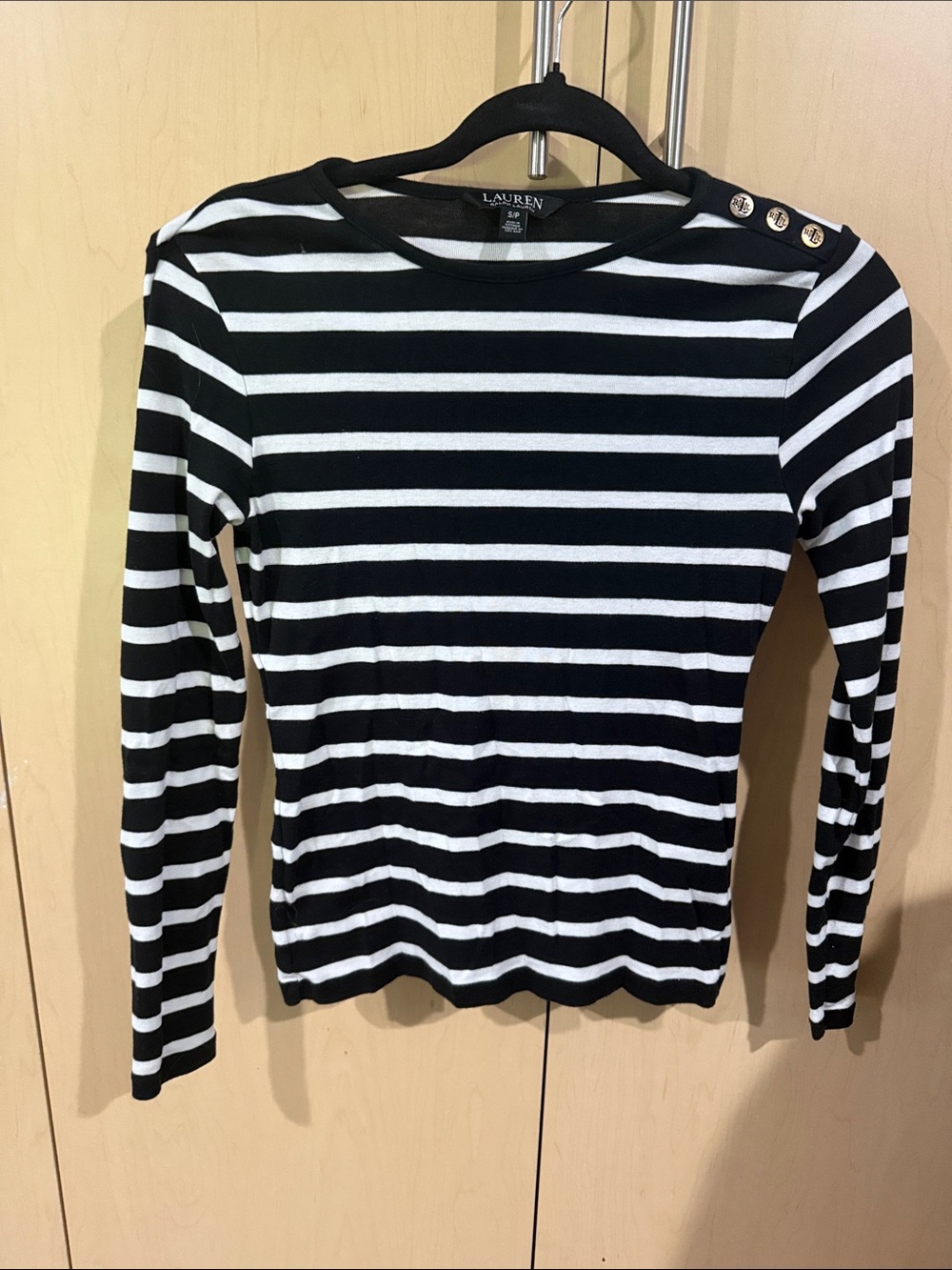 Lauren Ralph Lauren Black & White Striped Long-Sleeve Top